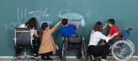 Group,Of,Special,Students,In,Classroom,,A,Down,Syndrome,Girl,