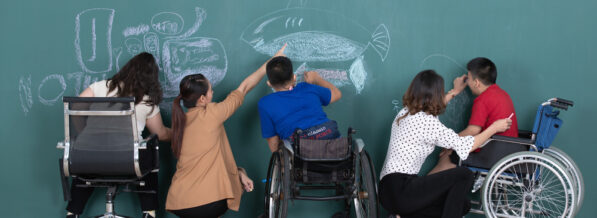 Group,Of,Special,Students,In,Classroom,,A,Down,Syndrome,Girl,